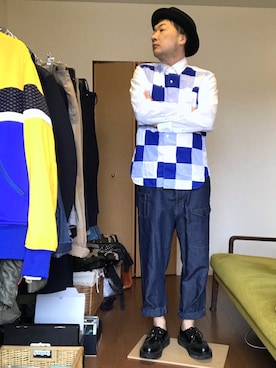 「GANRYU（ガンリュウ）のアイテム（トップス）」を使った、ikutaroさん（メンズ・177cm）の春コーディネート