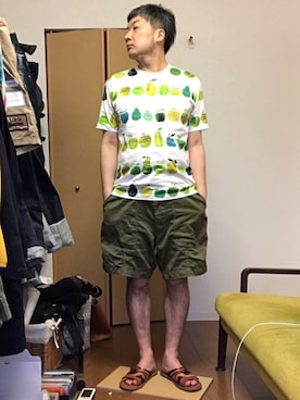 「JUNYA WATANABE MAN（ジュンヤワタナベマン）のアイテム（Tシャツ/カットソー）」を使った、ikutaroさん（メンズ・177cm）の夏コーディネート