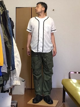 「GANRYU（ガンリュウ）のアイテム（トップス）」を使った、ikutaroさん（メンズ・177cm）の夏コーディネート