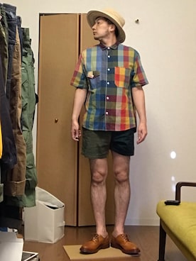 「MR.GENTLEMAN（ミスタージェントルマン）のアイテム（パンツ）」を使った、ikutaroさん（メンズ・177cm）の夏コーディネート