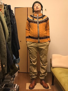 「STUDIO ORIBE（スタジオオリベ）のアイテム」を使った、ikutaroさん（メンズ・177cm）の冬コーディネート