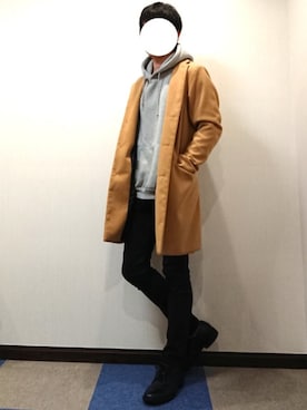 「GU（ジーユー）の（GU）スキニーフィットジーンズ（MEN ⁄ ジーンズ）」を使った、WRさん（メンズ・176cm）の冬コーディネート