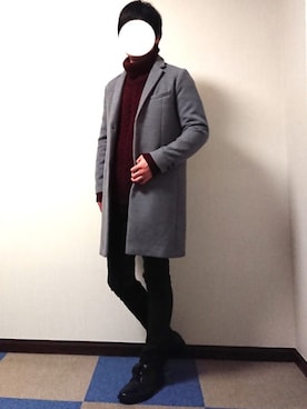 「GU（ジーユー）の（GU）スキニーフィットジーンズ（MEN ⁄ ジーンズ）」を使った、WRさん（メンズ・176cm）の冬コーディネート
