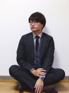 「茶色」｜「アイテム（セットアップ）」を使った、chikeさん（メンズ・173cm）の冬コーディネート
