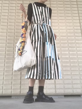 「chambre de charme（シャンブルドゥシャーム）のアイテム（ワンピース）」を使った、miccco.さん（レディース・157cm）の夏コーディネート