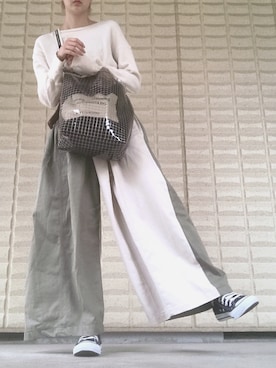 「CONVERSE（コンバース）のCONVERSE ALL STAR　ハイカットスニーカー（スニーカー）」を使った、miccco.さん（レディース・157cm）の秋コーディネート