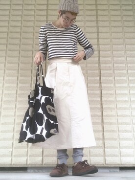 「ehka sopo（エヘカソポ）のアイテム（ニットキャップ/ビーニー）」を使った、miccco.さん（レディース・157cm）の秋コーディネート