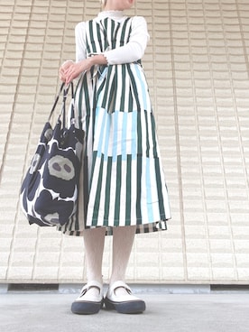 「chambre de charme（シャンブルドゥシャーム）のアイテム（ワンピース）」を使った、miccco.さん（レディース・157cm）の秋コーディネート