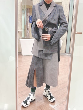 「アイテム（ソックス/靴下、グリーン系）」を使った、miccco.さん（レディース・157cm）の秋コーディネート