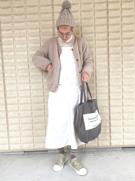 「ehka sopo（エヘカソポ）のアイテム（ニットキャップ/ビーニー）」を使った、miccco.さん（レディース・157cm）の冬コーディネート