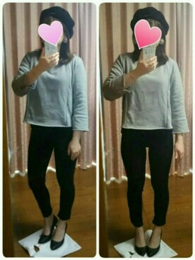 「UNIQLO（ユニクロ）のウルトラストレッチジーンズ（その他パンツ、ブラック系）」を使った、みみみさん（レディース・154cm）の秋コーディネート