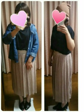 「FOREVER 21（フォーエバー トゥエンティーワン）のアイテム（ニットキャップ/ビーニー、ピンク系）」を使った、みみみさん（レディース・154cm）の秋コーディネート