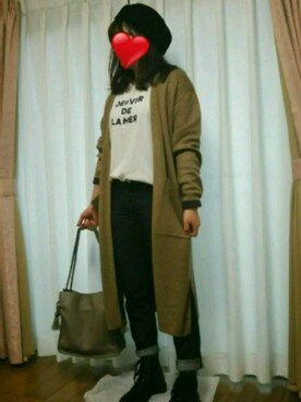 「GU（ジーユー）のアイテム（ブーツ、ブラック系）」を使った、みみみさん（レディース・154cm）の秋コーディネート