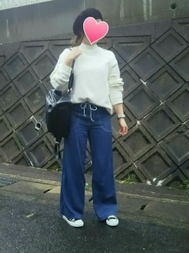 「UNIQLOU」｜「アイテム（その他）」を使った、みみみさん（レディース・154cm）の秋コーディネート