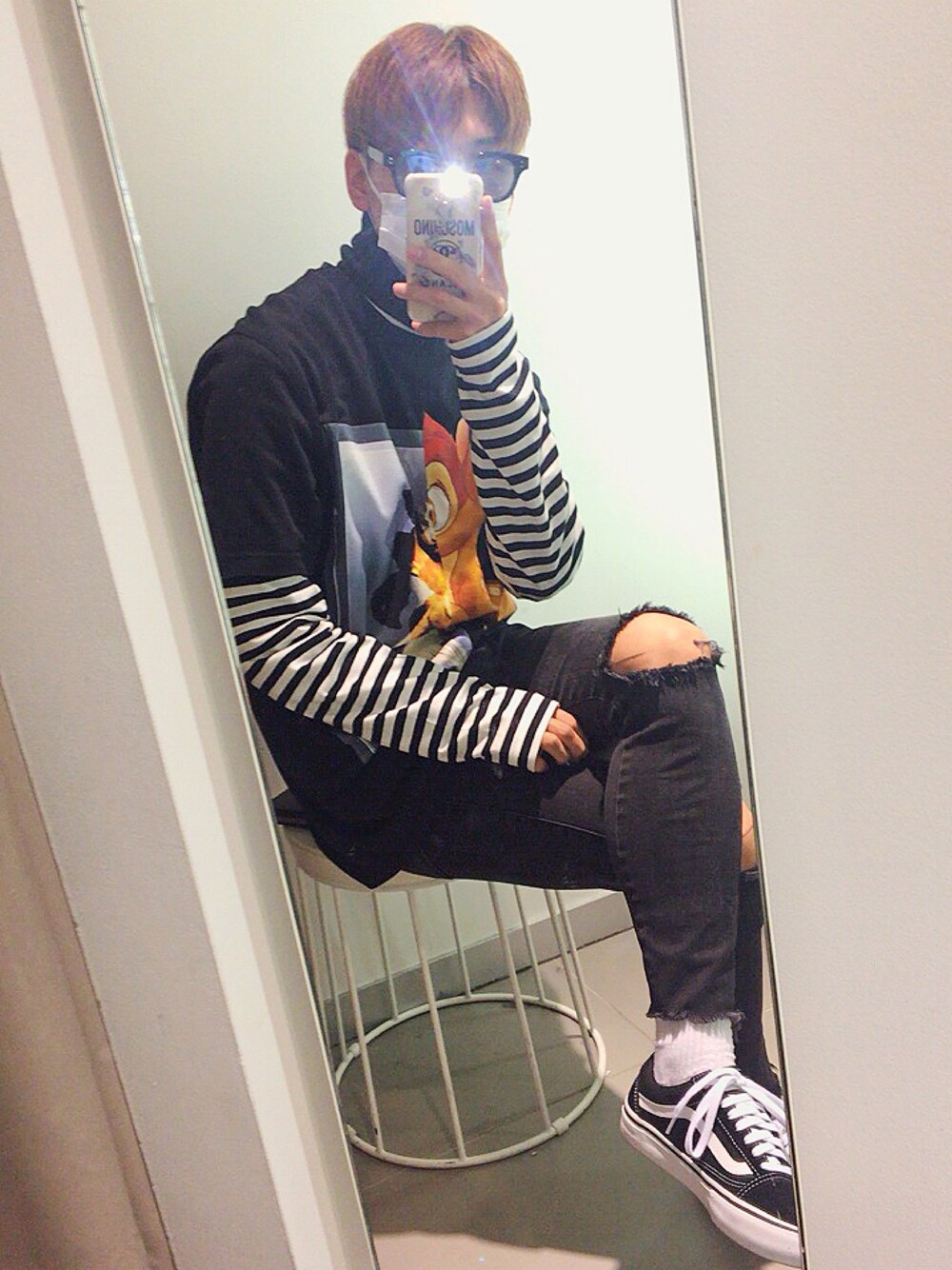 「VANS、ZARA、AMBUSH、GIVENCHY、gentlemonster、MOSCHINO」｜「VANSのアイテム（スニーカー、ブラック系）」を使った、t☺︎☺︎kさん（メンズ・168cm）の冬コーディネートの1枚目の写真