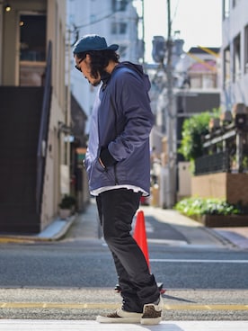 「SURREAL（シュルリアル）のアイテム（帽子）」を使った、ジュンさん（メンズ・170cm）の秋コーディネート