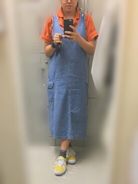 「SPINNS(スピンズ)のアイテム(ジャンパースカート)」を使った、あき🍎さん(レディース・148cm)の夏コーディネート