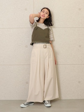 「Factor=（ファクターイコール）のアイテム（パンツ）」を使った、Factor= modelさん（レディース・162cm）の夏コーディネート