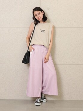 「Factor=（ファクターイコール）のアイテム（パンツ）」を使った、Factor= modelさん（レディース・162cm）の夏コーディネート