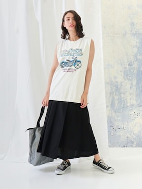 「Factor=（ファクターイコール）のアイテム（バッグ）」を使った、Factor= modelさん（レディース・162cm）の夏コーディネート