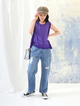 「Factor=（ファクターイコール）のアイテム（バッグ）」を使った、Factor= modelさん（レディース・162cm）の夏コーディネート