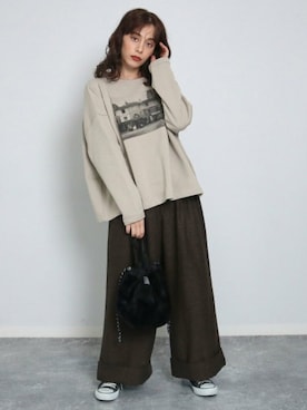 「Factor=（ファクターイコール）のアイテム（バッグ）」を使った、Factor= modelさん（レディース・160cm）の冬コーディネート