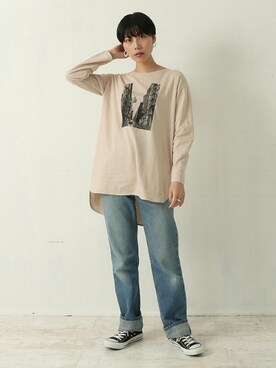 「Factor=（ファクターイコール）のアイテム（トップス）」を使った、Factor= modelさん（レディース・164cm）の秋コーディネート