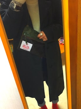 「GU（ジーユー）のアイテム（ピーコート）」を使った、んさん（レディース・163cm）の冬コーディネート