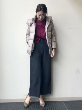 「レースブラウス」｜「アイテム（ダウンジャケット/コート）」を使った、nano・universe lady's webeditorさん（レディース・171cm）の秋コーディネート