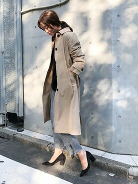 「リメイクデニム」｜「アイテム（ステンカラーコート）」を使った、nano・universe lady's webeditorさん（レディース・171cm）の秋コーディネート