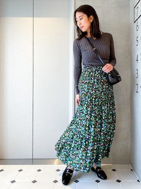 「フラワープリントスカート」｜nano・universe lady's webeditorさん（レディース・171cm）の春コーディネート