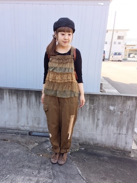 「RehersalL（リハーズオール）のアイテム（オールインワン・サロペット）」を使った、こっちさん（レディース・155cm）の秋コーディネート