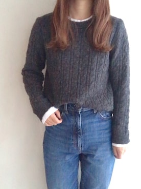 「ハイウエストストレートジーンズ」｜✴︎WAKAさん（レディース・150cm）の春コーディネート