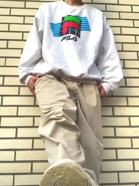 「FILA（フィラ）のアイテム（スウェット）」を使った、けんたんさん（メンズ・177cm）の春コーディネート