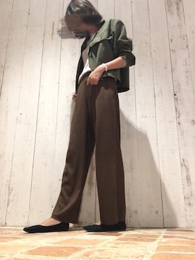 「ニコアンド」｜「アイテム（ミリタリージャケット）」を使った、mayuさん（レディース・163cm）の秋コーディネート