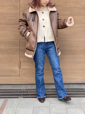 「Ray Cassin」｜「アイテム（ムートンコート）」を使った、misumiさん（レディース・148cm）の秋コーディネート