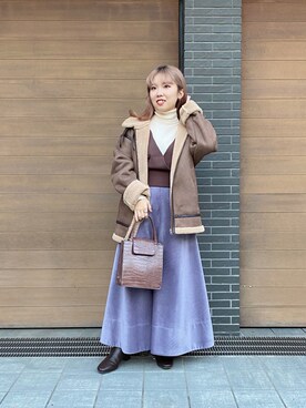 「Ray Cassin」｜「アイテム（ムートンコート）」を使った、misumiさん（レディース・148cm）の秋コーディネート