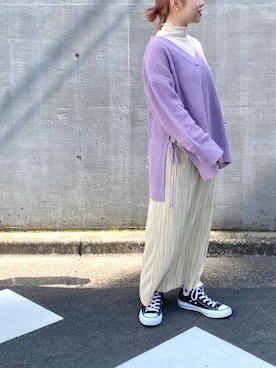 「RAY CASSIN（レイカズン）のアイテム（スカート）」を使った、misumiさん（レディース・148cm）の春コーディネート