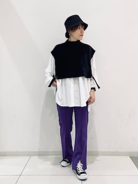 「韓国風コーデ」｜「アイテム（スラックス）」を使った、KASUMIさん（レディース・161cm）の秋コーディネート