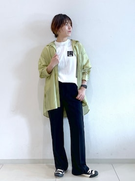 「イエローシャツ」｜「アイテム（スラックス）」を使った、KASUMIさん（レディース・161cm）の春コーディネート