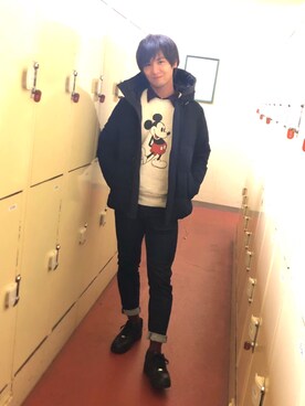 「COMME CA ISM（コムサイズム）のアイテム（ダウンジャケット/コート）」を使った、Yu-kiさん（メンズ・173cm）の冬コーディネート