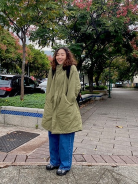 「plain-me（プレインミー）のアイテム（ミリタリージャケット）」を使った、Emily さん（レディース・162cm）の秋コーディネート