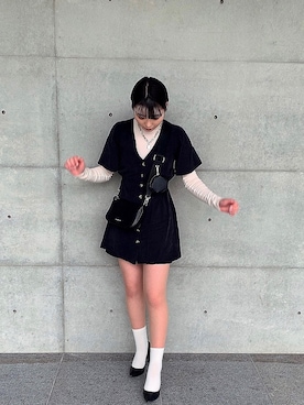 「ショルダーバック」｜「アイテム（シャツワンピース）」を使った、Miyuさん（レディース・167cm）の春コーディネート