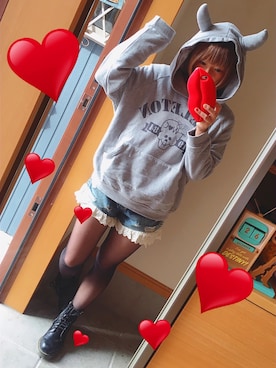 「WC（ダブル シー）のアイテム（パーカー）」を使った、824さん（レディース・158cm）の冬コーディネート