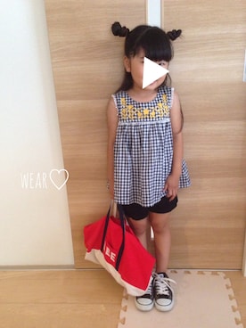「LEE」｜「アイテム（チュニック）」を使った、Rin♡さん（キッズ・100cm）の夏コーディネート