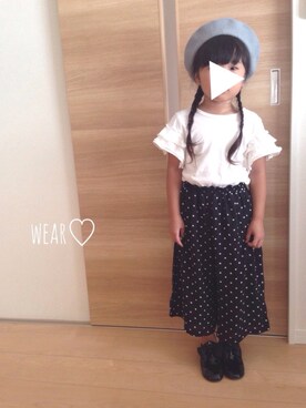 「apres les cours（アプレレクール）のアイテム（その他シューズ）」を使った、Rin♡さん（キッズ・100cm）の夏コーディネート