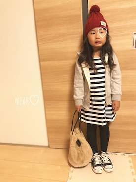 「5歳」｜「アイテム（チュニック）」を使った、Rin♡さん（キッズ・100cm）の秋コーディネート