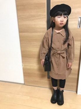 「5歳」｜「アイテム（シャツワンピース）」を使った、Rin♡さん（キッズ・100cm）の秋コーディネート
