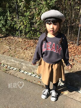「GLOBAL WORK（グローバルワーク）の【キッズ】タンタケプリントスウェットプルオーバー/767479（スウェット、ブラック系）」を使った、Rin♡さん（キッズ・110cm）の秋コーディネート