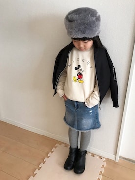 「5歳」｜「アイテム（MA-1）」を使った、Rin♡さん（キッズ・110cm）の冬コーディネート